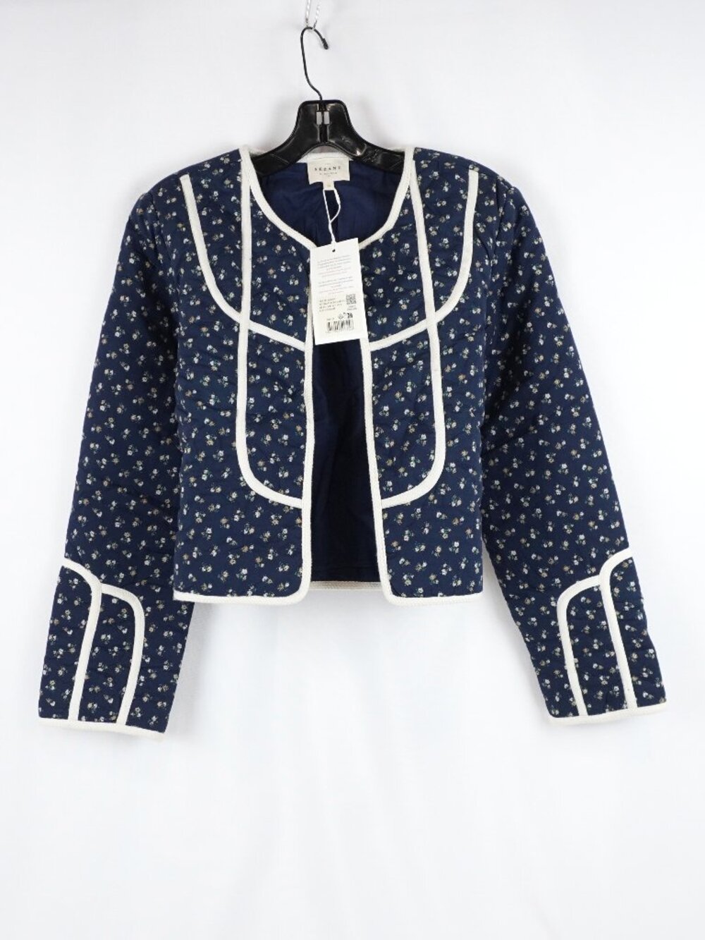 Sezane Esben Short Jacket In Marine Floral Print - Women's Size US 6 - NWT